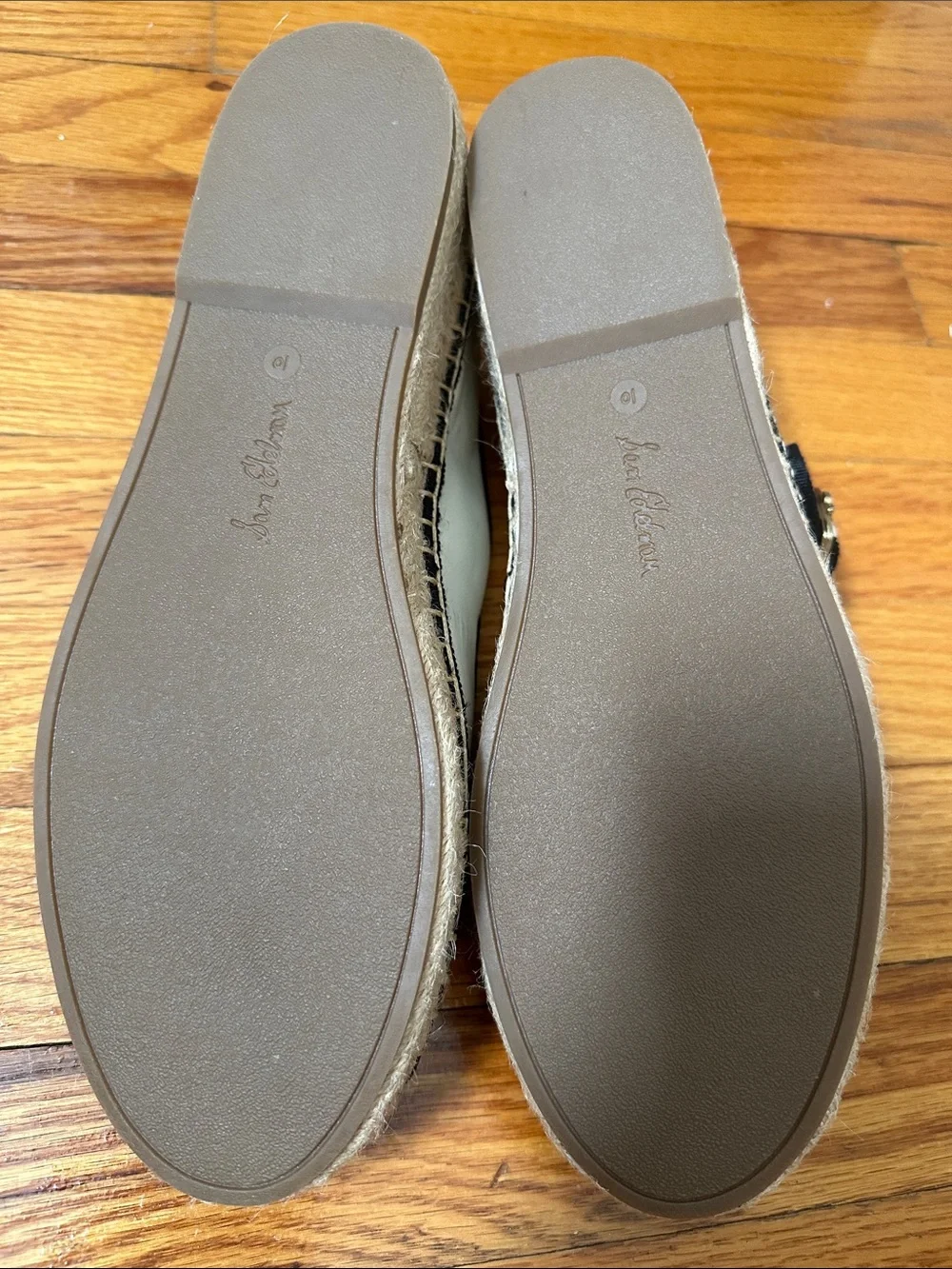 NEW! Sam Edelman Cream Mary Jane Espadrille Flats with Black Trim